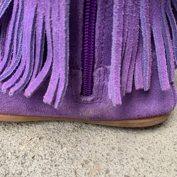 MINNETONKA Purple Fringe Boots Girls 12 Purple Toddler Girl Boho Moccasin Boot - Picture 8 of 11